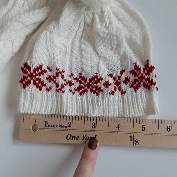 Girls 3T Reindeer Intarsia Cable Knit Sweater Dress with Beanie Hat Christmas - Picture 13 of 13